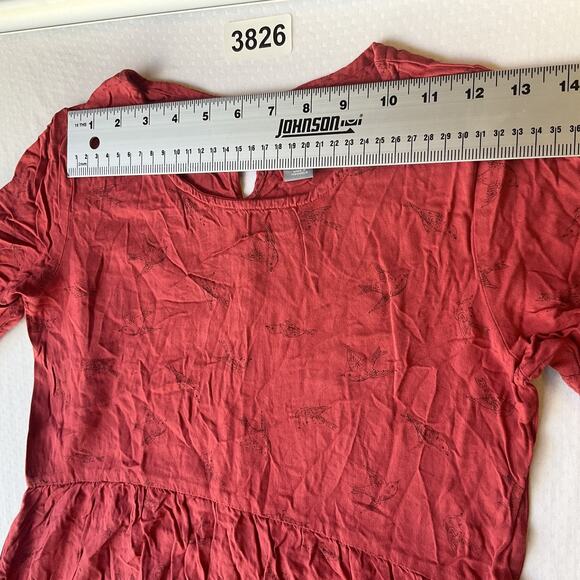 Old Navy Youth GirlDress XL (14) Red Animal Print Fit & Flare Birds Short Sleeve - Picture 4 of 10